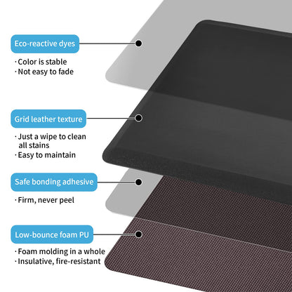 Art3d Anti Fatigue Mat - 1/2 Inch Cushioned Kitchen Mat - Non Slip Foam Comfort Cushion for Standing Desk, Office or Garage Floor (17.3"x28", Black) Art3d