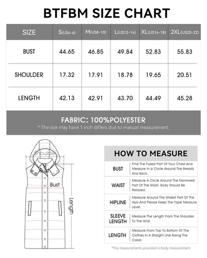 BTFBM Long Puffer Vest Women Quilted Hooded Sleeveless Fall Jackets 🍁 All In One Marketplace Canada