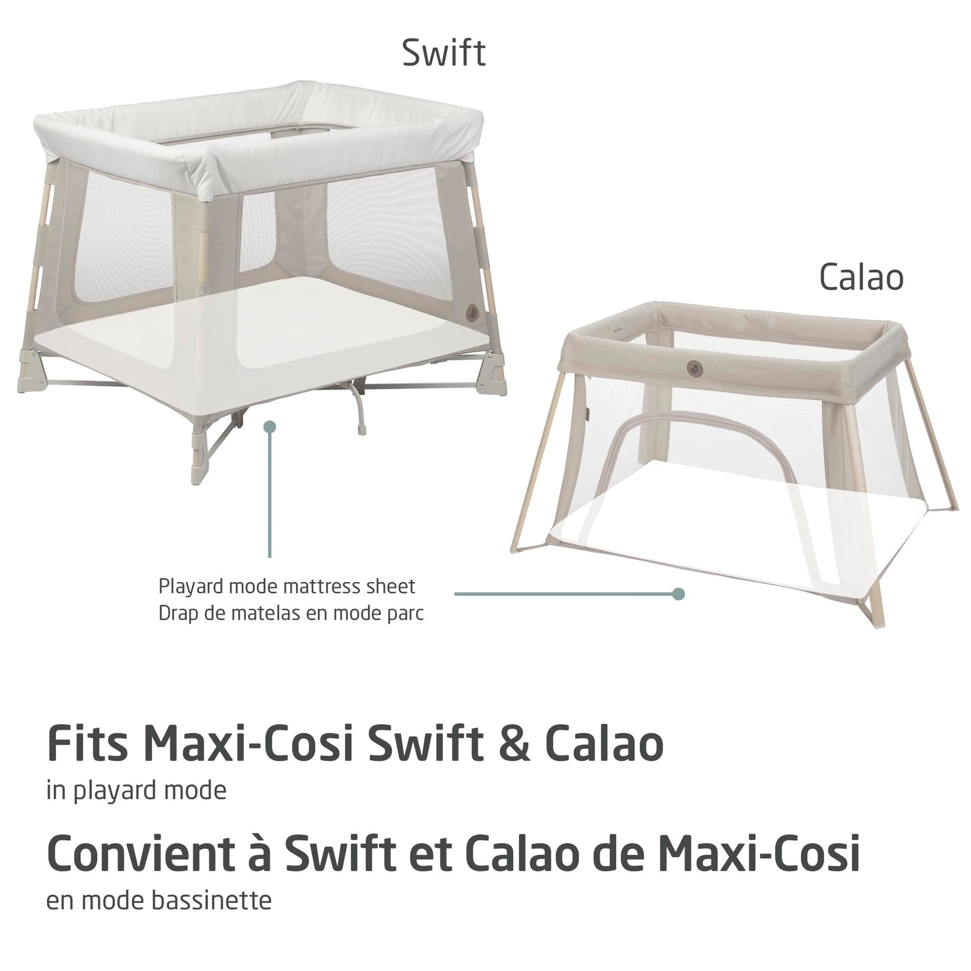 Maxi-Cosi Swift/Calao Playard Mode Fitted Sheets – 2-Pack, 100% Cotton, Soft and Breathable, Durable, Perfect Fit for Playard Mattress, Machine Washable, Baby Bedding Essentials Maxi-Cosi