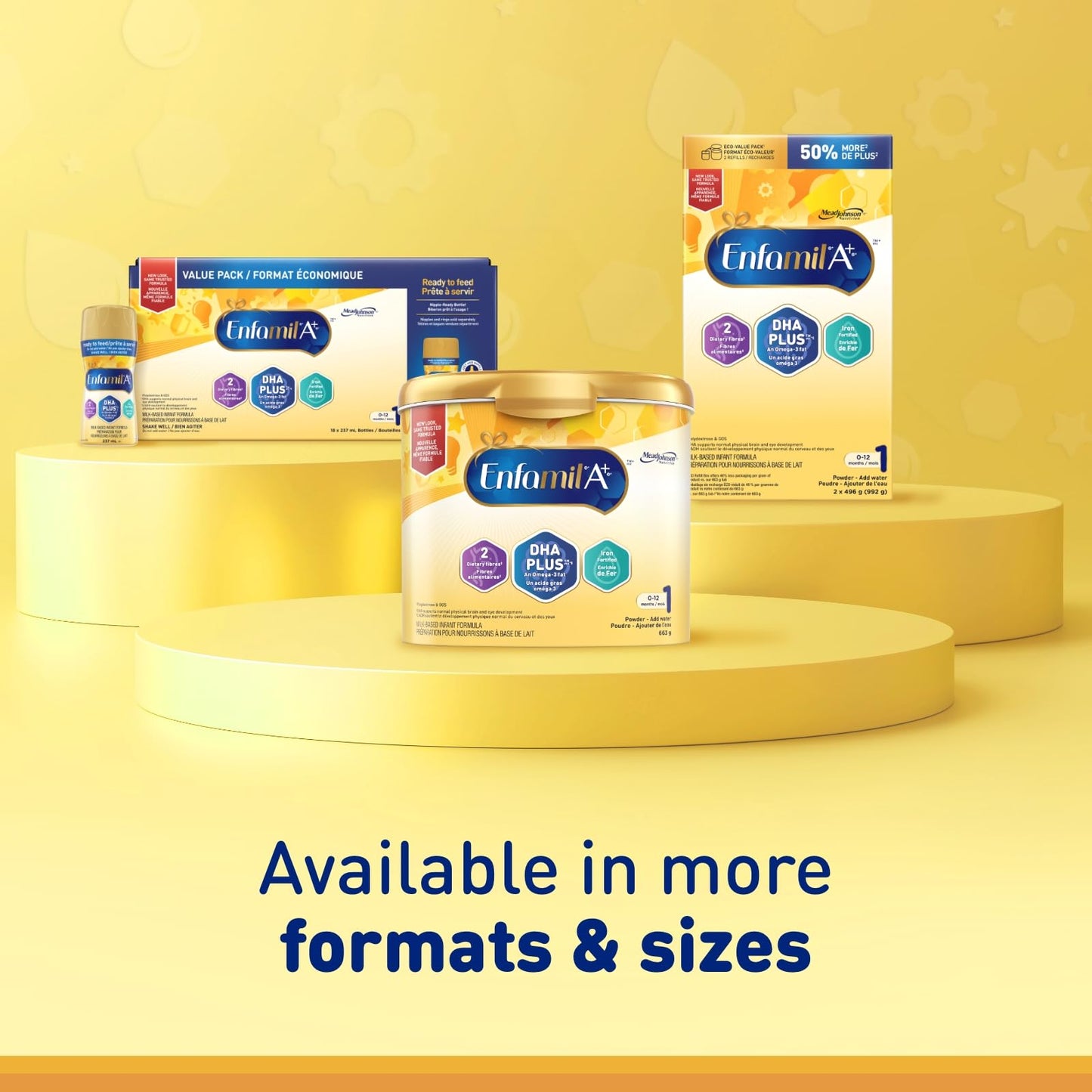 Enfamil A+, Baby Formula, Powder Tub, DHA (a type of Omega-3 fat) to help support brain development, Age 0-12 months, 663g, Packaging May Vary ENFAMIL A+