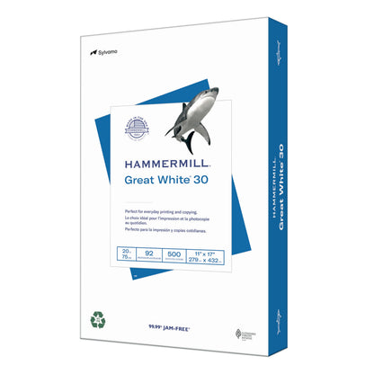 HAMMERMILL Printer Paper, Great White 30% Recycled Paper, 11 x 17 - 1 Ream (500 Sheets) - 92 Bright, Made in the USA