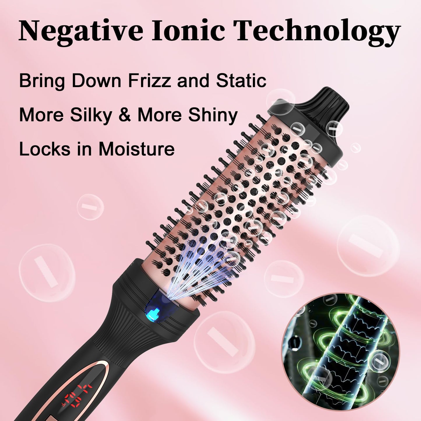 PHOEBE New Upgrade 1.5 Inch Thermal Brush Create Loose & Volume Curls Digital Display 9 Heat Settings Tourmaline Ionic Hair Curler 1 1/2 Inch Curling Iron Brush Dual Voltage for Traveling - Available at All In One Marketplace Canada
