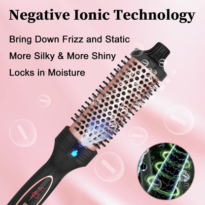PHOEBE New Upgrade 1.5 Inch Thermal Brush Create Loose & Volume Curls Digital Display 9 Heat Settings Tourmaline Ionic Hair Curler 1 1/2 Inch Curling Iron Brush Dual Voltage for Traveling - Available at All In One Marketplace Canada