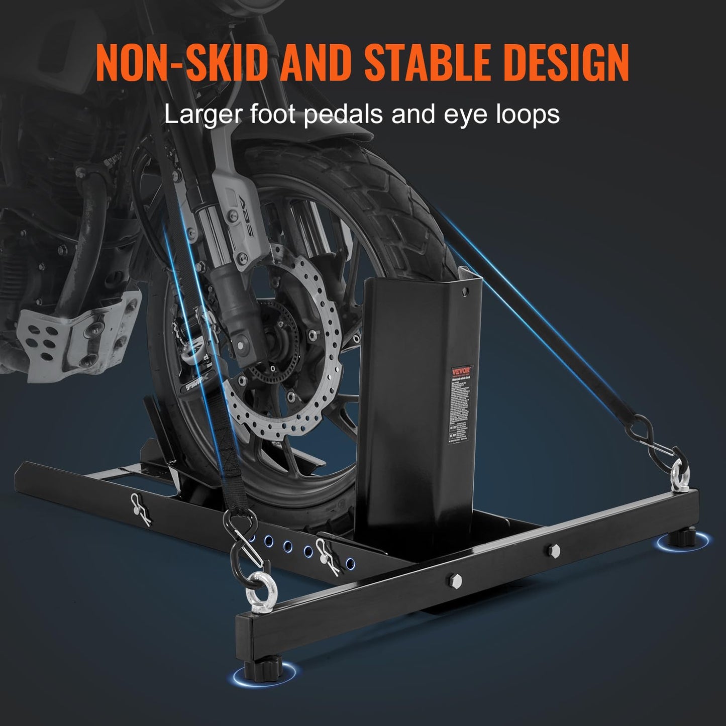 VEVOR Motorcycle Wheel Chock Upright, 1800 lbs Capacity, Heavy-duty Steel Motorcycle Front Wheel Stand with 6 Adjustable Holes, For 15"-22" Off-Road Motorcycles, Standard Motorcycles VEVOR