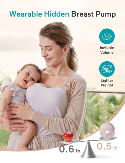 Paruu P16 Wearable Breast Pump, Hands-Free Portable Electric Breast Pump with 4 Modes & 12 Suction Levels, 309mmHg Max Powerful Suction, 19/21/24mm Flange Inserts, Wireless Breastfeeding Pump, 2 Pack