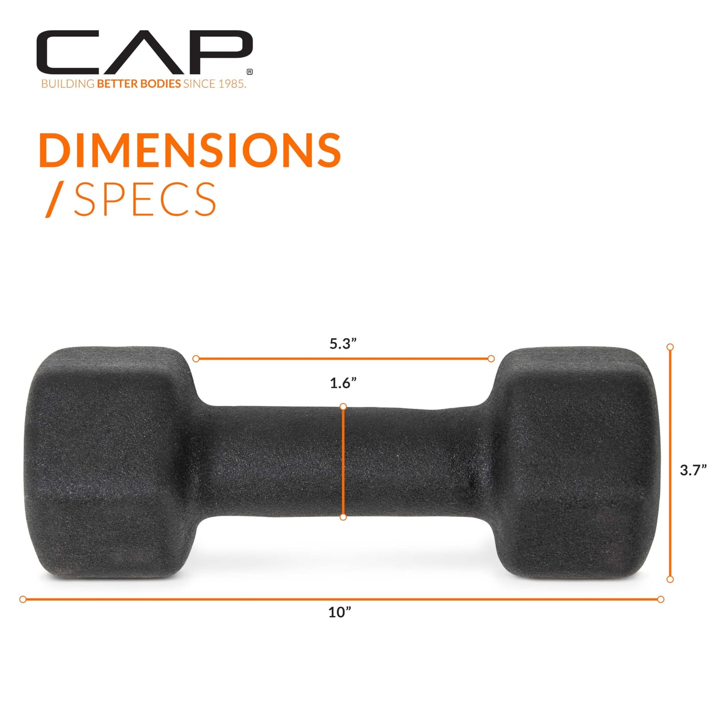 CAP Barbell Neoprene Dumbbell Weights, 15 lb Pair, Black