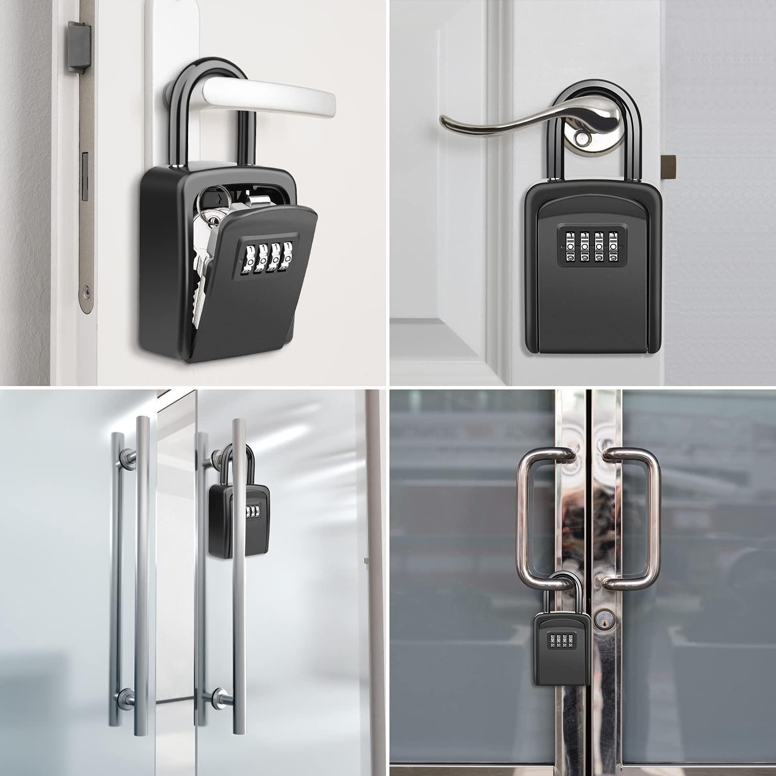 Key Lock Box, [No Installation Require] Diyife Portable Outdoor Lock Box for Keys with Removable Shackle, 5 Keys Capacity, Weatherproof 4-Digit Combination Key Safe for Home AirBnb Office