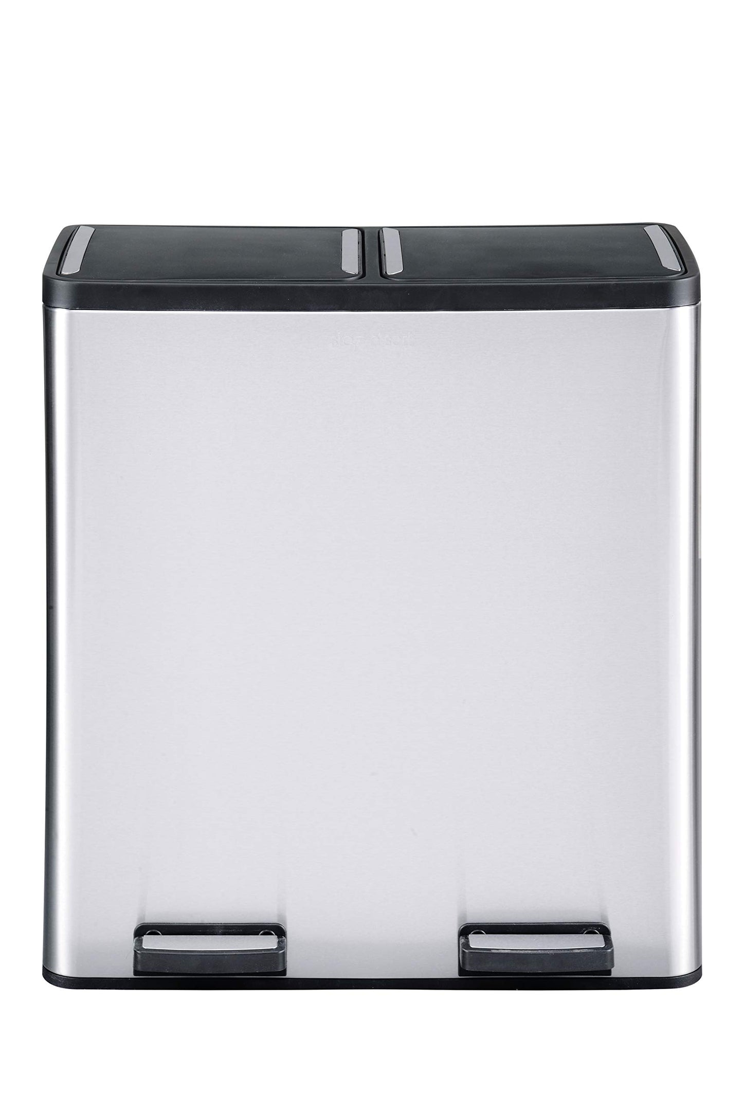 The Step N' Sort 18.5 Gallon Extra Large Capacity, Soft-Step, Dual Trash and Recycling Bin with Removable Inner Bins. Silver Step N' Sort