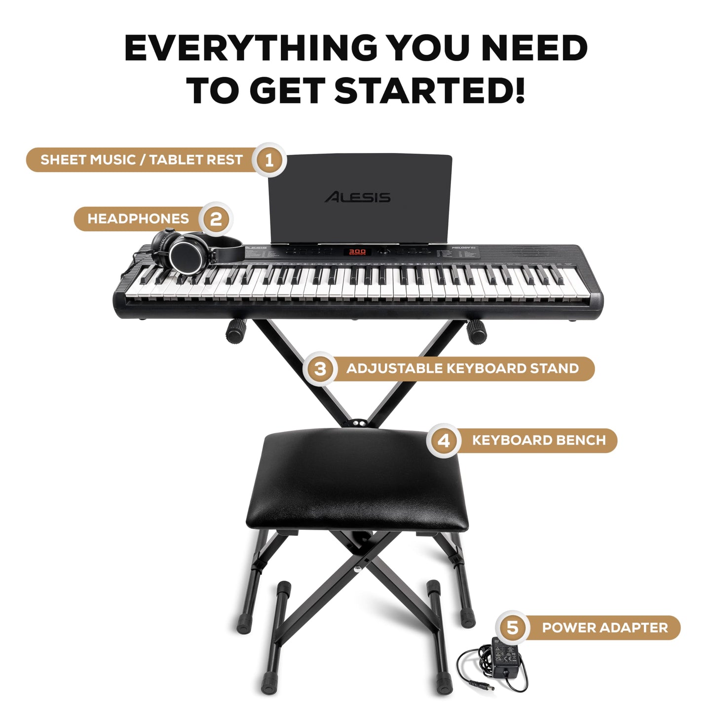 Alesis Melody 61 MK4 61-Key Piano Keyboard Bundle