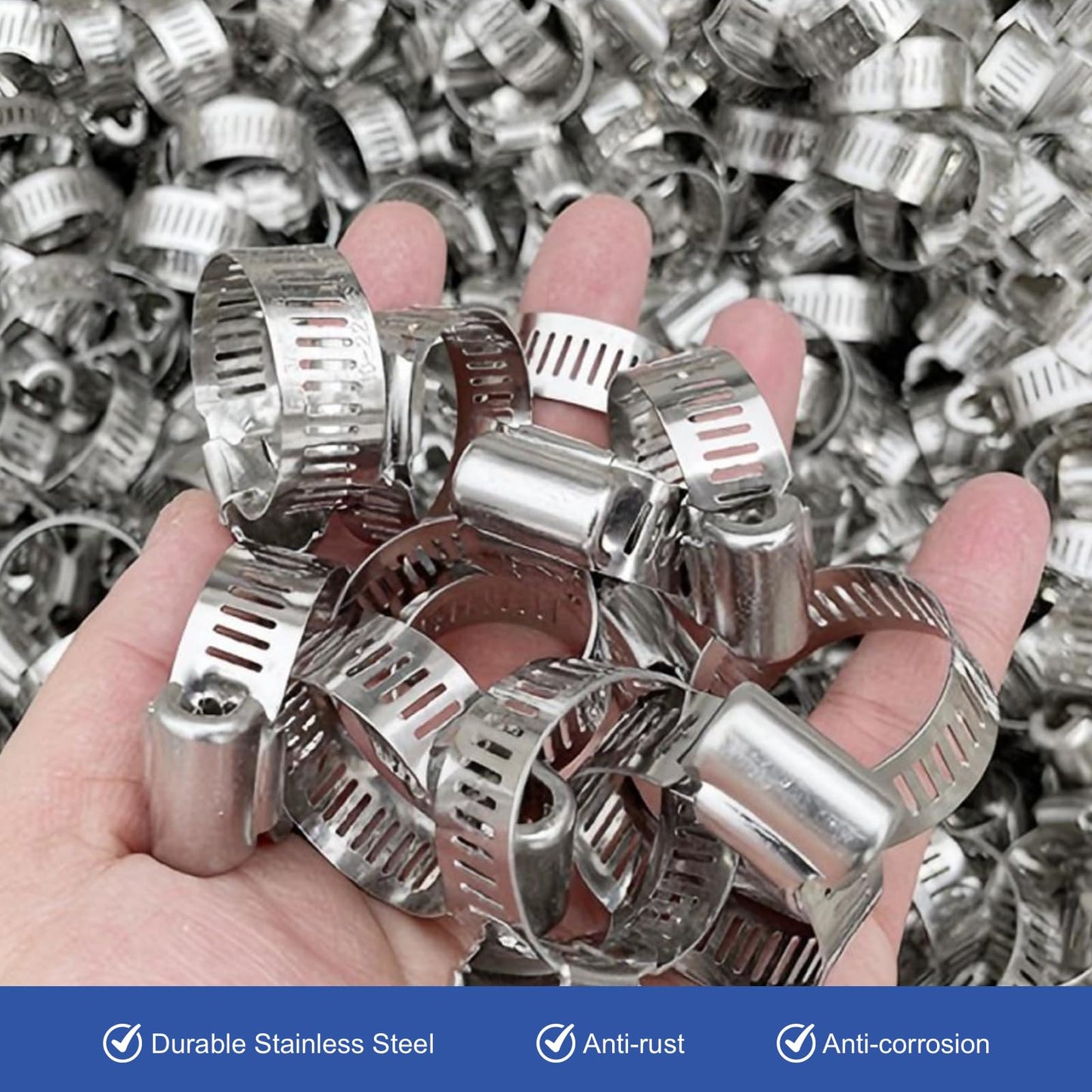 Hose Clamps, Small Worm Gear Hose Clamp Kit, Stainless Steel Worm Gear Hose Clamps for Radiator, Heater, 1 inch, 3/8 inch, 1/2 inch, 1/4 inch, 40 pcs