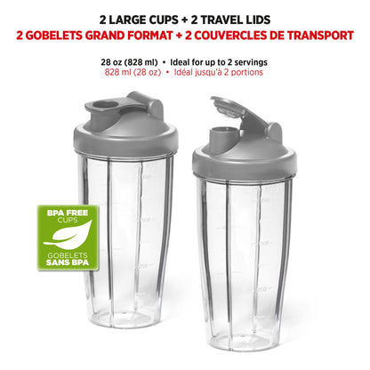 Starfrit Personal Blender, Two 828ml Cups, High, Low & Pulse Modes, 300W, Black - Available at All In One Marketplace Canada