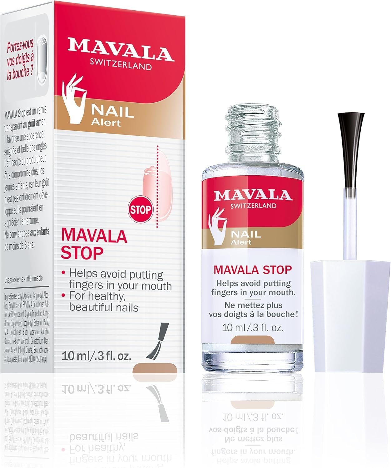 Mavala Stop Nail Biting Polish, No more putting Fingers in your Mouth, for Adults and Children, Invisible, Safe, and Bitter, 100% Made in Switzerland, Natural Ingredients, Cruetly Free, Vegan, 10 ml - Available at All In One Marketplace Canada