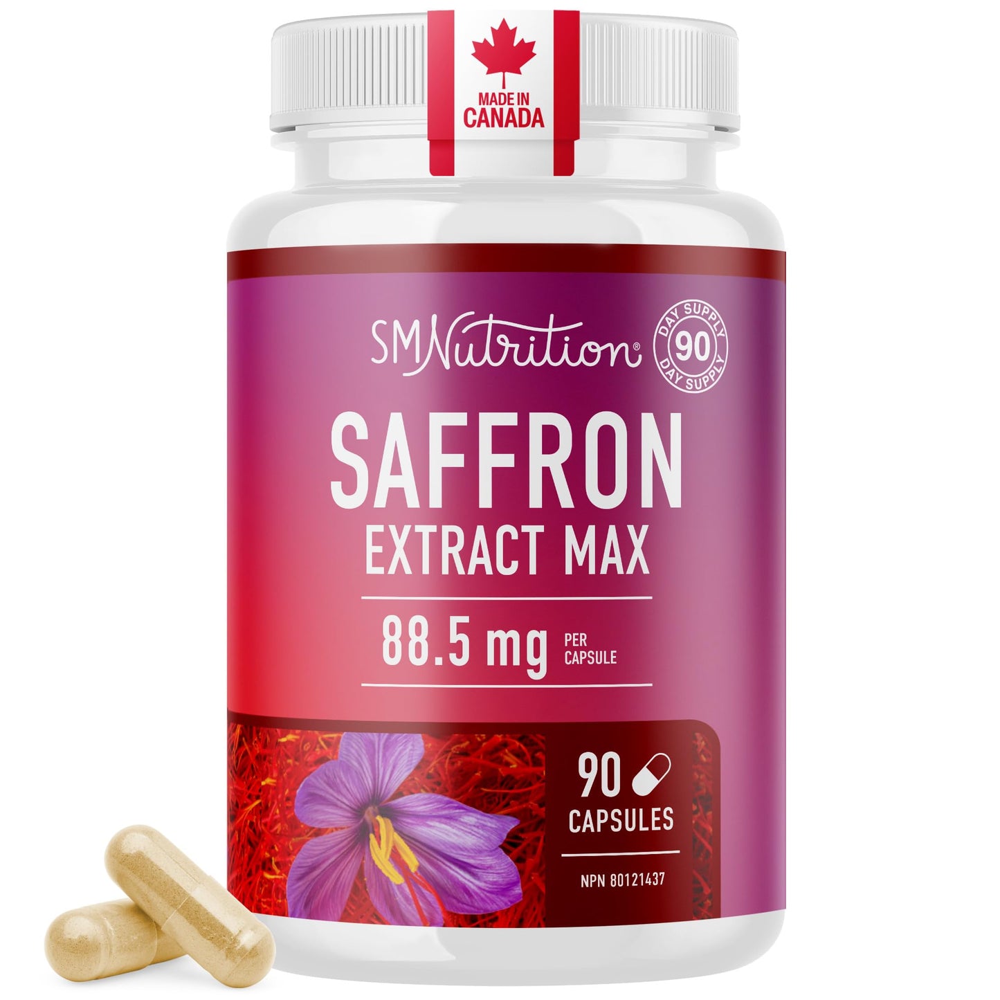 Saffron Extract Capsules 88.5mg | 90-Count Bottle | 3:1 Concentrated Formula for Antioxidant Benefits | Vegetarian, Gluten-Free, Non-GMO