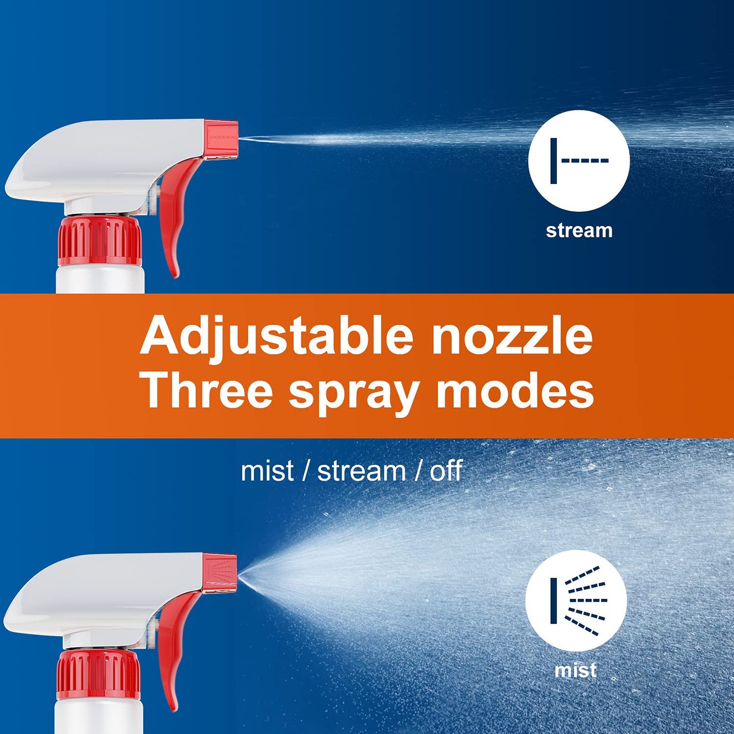 Veco Spray Bottle (5 Pack,16 Oz) with Measurements and Adjustable Nozzle(Mist & Stream Mode), HDPE Plastic Spray Bottles for Cleaning Solution,No Leak and Clog