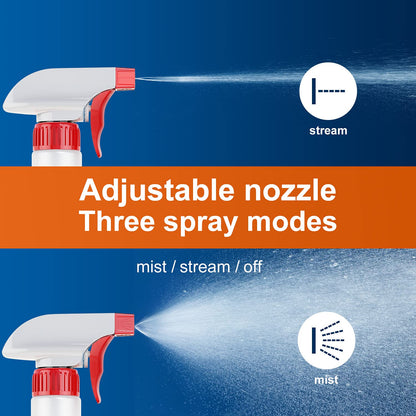 Veco Spray Bottle (5 Pack,16 Oz) with Measurements and Adjustable Nozzle(Mist & Stream Mode), HDPE Plastic Spray Bottles for Cleaning Solution,No Leak and Clog