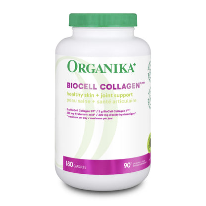 Organika Biocell Collagen- Type 2 Collagen, Hyaluronic Acid, Chondroitin Sulfate, Joint Support- 180caps