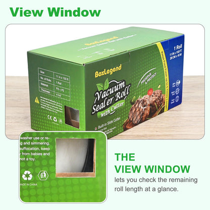 11’’ x 150’ Vacuum Sealer Roll Keeper with Cutter, Vacuum Sealer Bags for Food, Food Saver Bags Rolls, BPA Free, Commercial Grade, Great for Storage, Meal prep and Sous Vide - Available at All In One Marketplace Canada