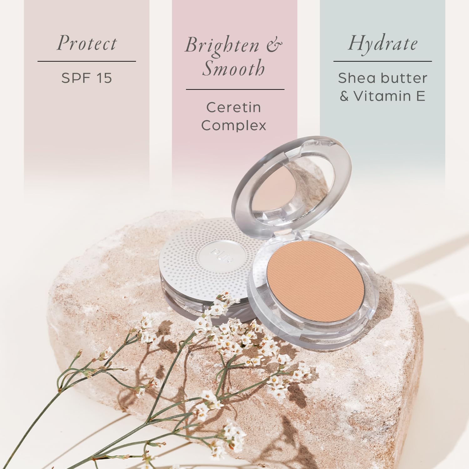PÜR MINERALS 4-in-1 Pressed Mineral Makeup Powder Foundation with SPF 15 - Concealer & Finishing Compact Pressed Powder for Face - Buildable Medium to Full Coverage Foundation Powder (Blush Medium) PÜR MINERALS