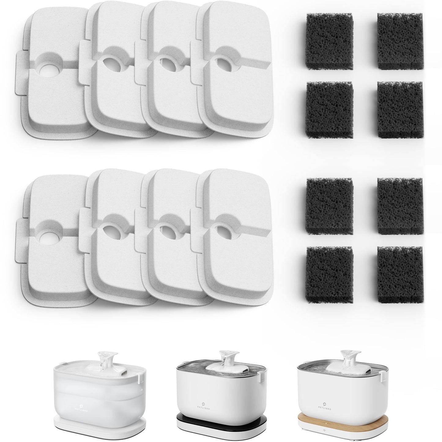 PETLIBRO 8 Packs Replacement Filters for Dockstream Cat Water Fountain PLWF005/PLWF115, 4 Months Set of Replacement Filters for Ultra Quiet Pet Water Fountain (8 Packs) PETLIBRO