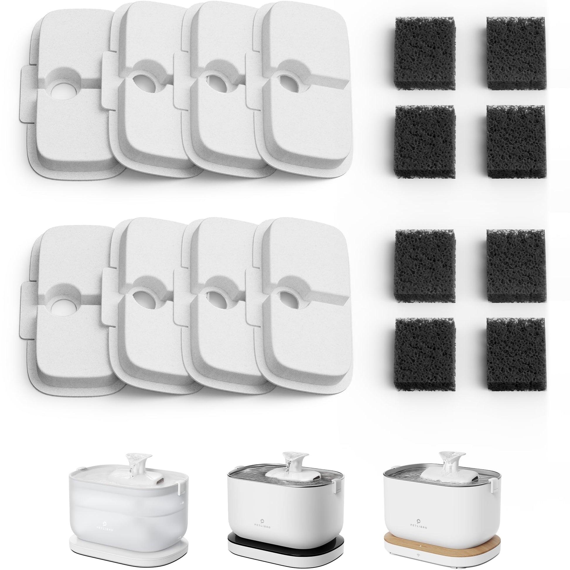 PETLIBRO 8 Packs Replacement Filters for Dockstream Cat Water Fountain PLWF005/PLWF115, 4 Months Set of Replacement Filters for Ultra Quiet Pet Water Fountain (8 Packs) PETLIBRO