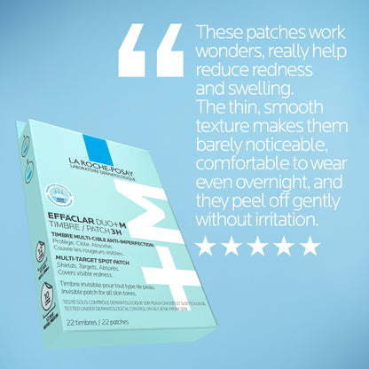 La Roche Posay Pimple Patches, Effaclar Duo+M Hydrocolloid Acne Patches for Acne-Prone Skin, Visibly Reduce Blemishes in 3 Hours, for Day or Night Use, Dermatologist Recommended, 22 Count per Box