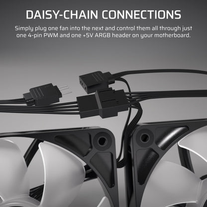 CORSAIR RS120 ARGB 120mm PWM Fans – Daisy-Chain Connection – Low-Noise – Magnetic Dome Bearing – Triple Pack – Black 🍁 All In One Marketplace Canada