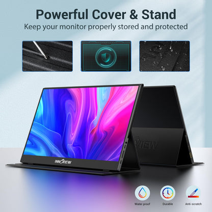 InnoView Portable Monitor, 15.6 Inch FHD 1080P USB C HDMI Second External Monitor for Laptop, Desktop, MacBook, Phones, Tablet, PS5/4, Xbox, Switch, Built-in Speaker with Smart Cover - Available at All In One Marketplace Canada