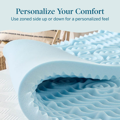 Lucid 3 Inch Gel Memory Foam Plush - Cooling Targeted Convoluted Comfort Zones Mattress Topper, Twin