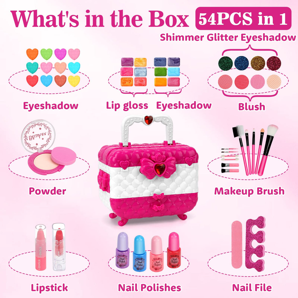 Flybay Kids Makeup Kit for Girls, Washable Girls Makeup Kit Kids Toys, Children Princess Pretend Play Make Up Set for Girl, Christmas Birthday Gifts for Girl Age 3-12 🍁 All In One Marketplace Canada