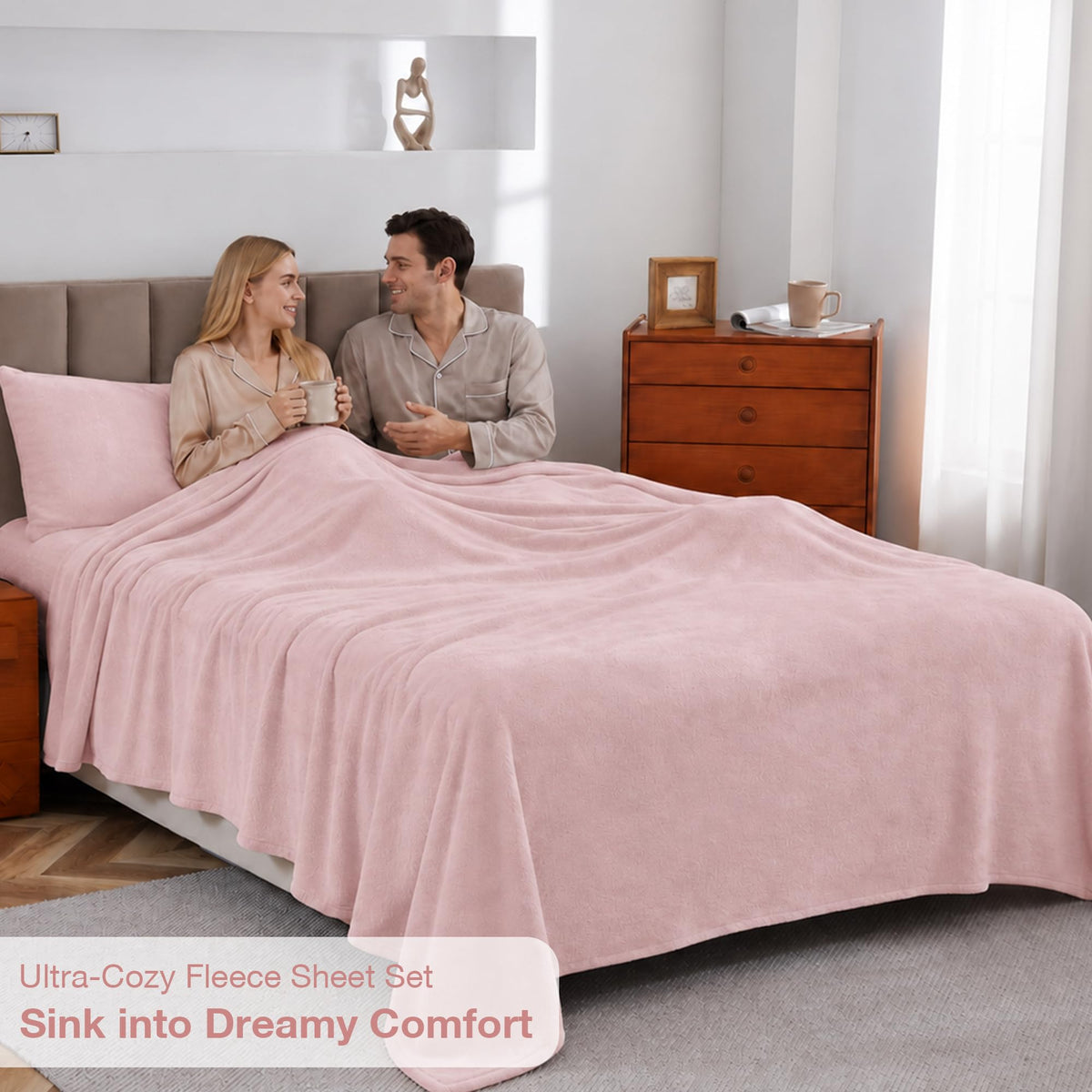 Softan Fleece Sheets, Soft as Flannel, Queen, Pale Pink 🍁 All In One Marketplace Canada