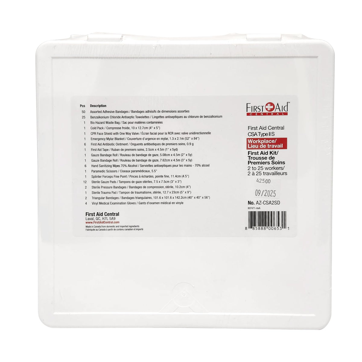 First Aid Central AZ-CSA2SD CSA Deluxe Type 2 25-Person Emergency First Aid Kit For Offices, Worksites, and Construction, 117 Pieces