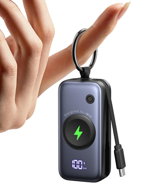 INIU Mini Portable Charger for Apple Watch, Power Bank with Built-in USB C Cable, 5000mAh 20W PD Fast Charging smart Watch Charging Dock for Apple Watch Ultra 11 10 9 8 SE, iPhone Air 17 16 15 Air - Available at All In One Marketplace Canada