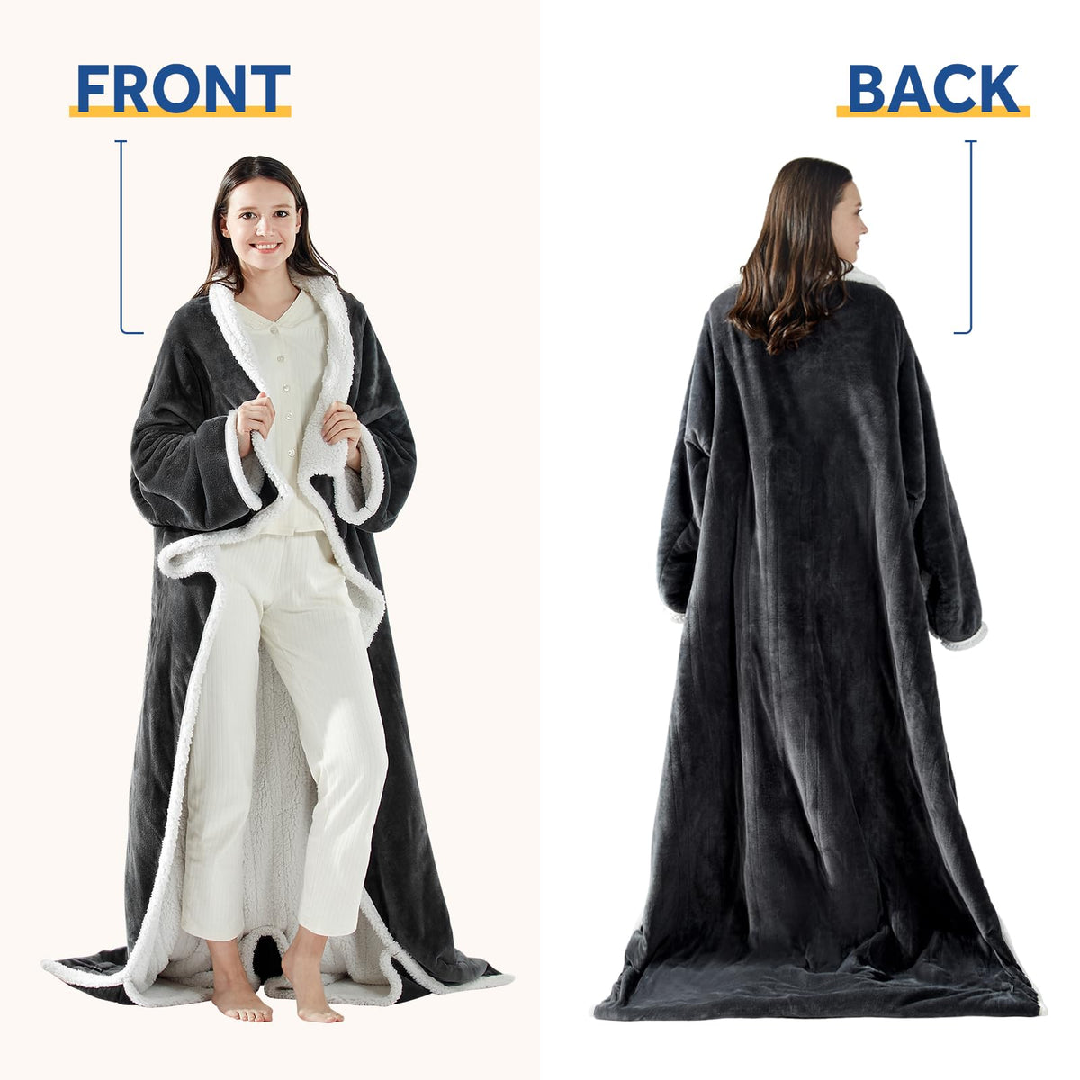 Sealy Wearable Electric Blanket with Foot Pocket, 50"x70"+18", Dark Grey 🍁 All In One Marketplace Canada