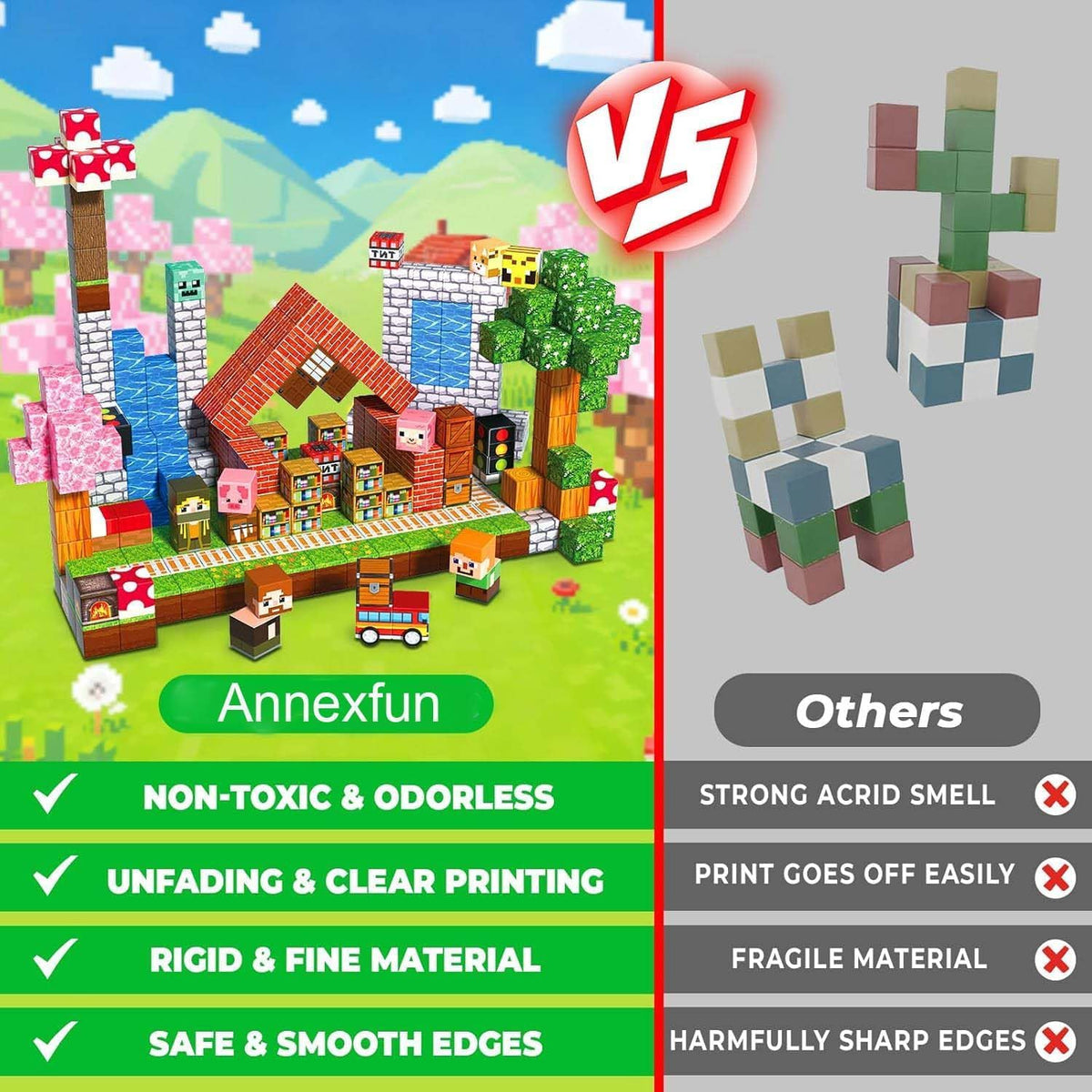 200PCS Magnetic Block| Magnetic Building Blocks Toys for Boys Girls 3-4,5-6,8-12,STEM Sensory Educational Magnet Blocks Cube Stacking Toy for Kids Toddlers 3+Halloween Christmas Birthday Gifts 🍁 All In One Marketplace Canada