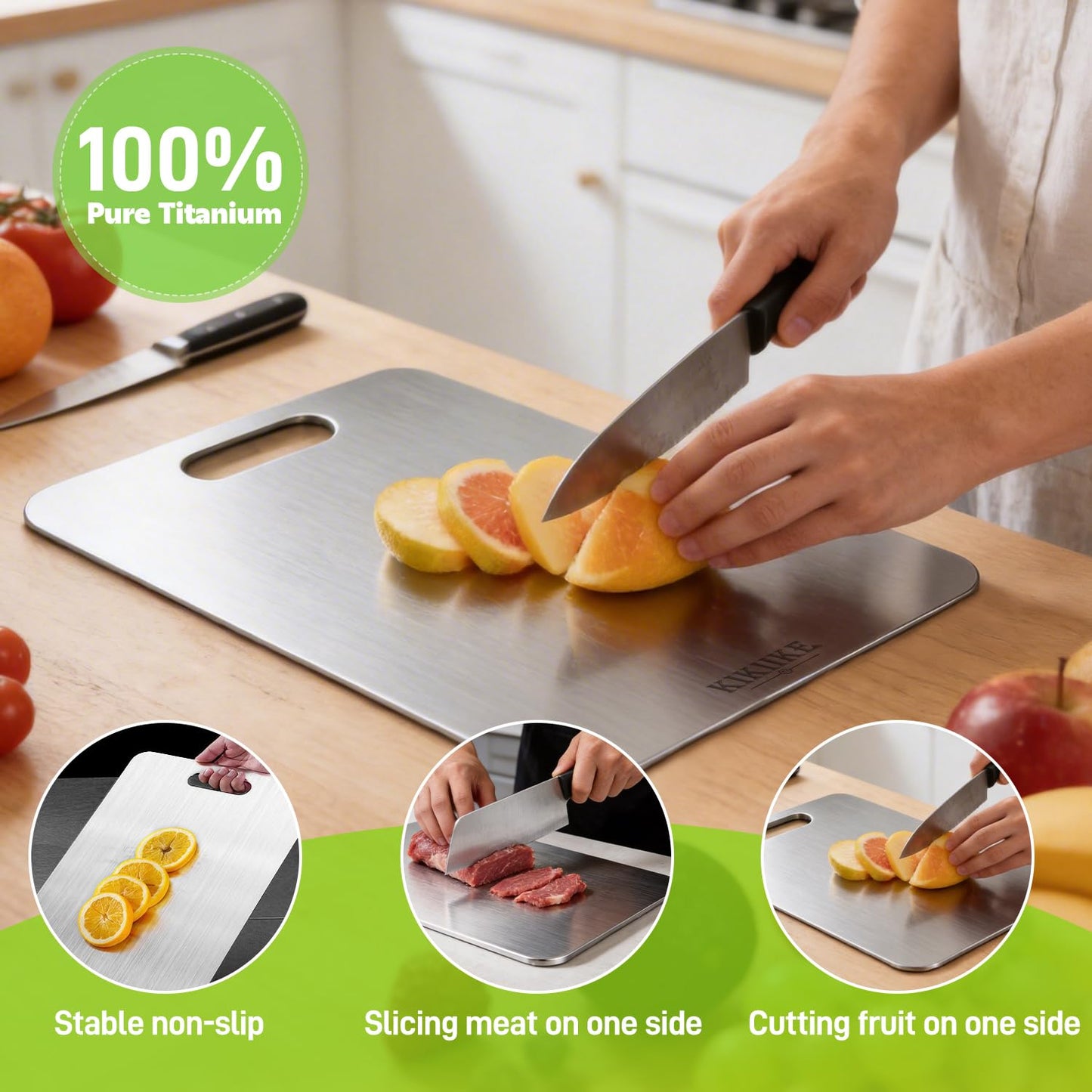 Titanium Cutting Board 2026 New Upgrade 100% Pure Titanium Cutting Boards for Kitchen - Double-Sided Food-Grade titanware Cutting Board Non-Stick Durable and Easy to Clean (13.3 x 9 in)