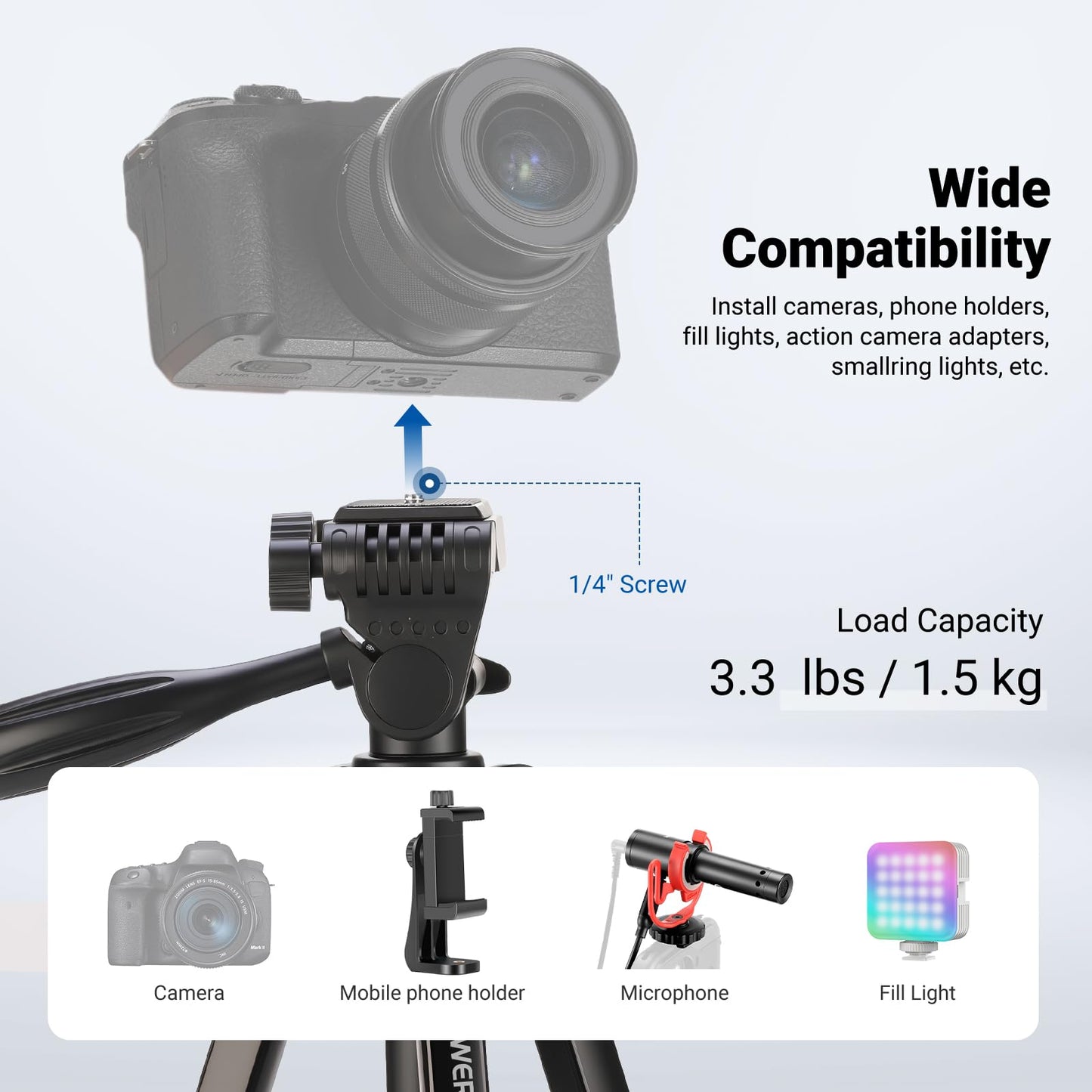 NEEWER Entry Level Version TP53 Tripod for Cell Phone & Camera, Metal NEEWER