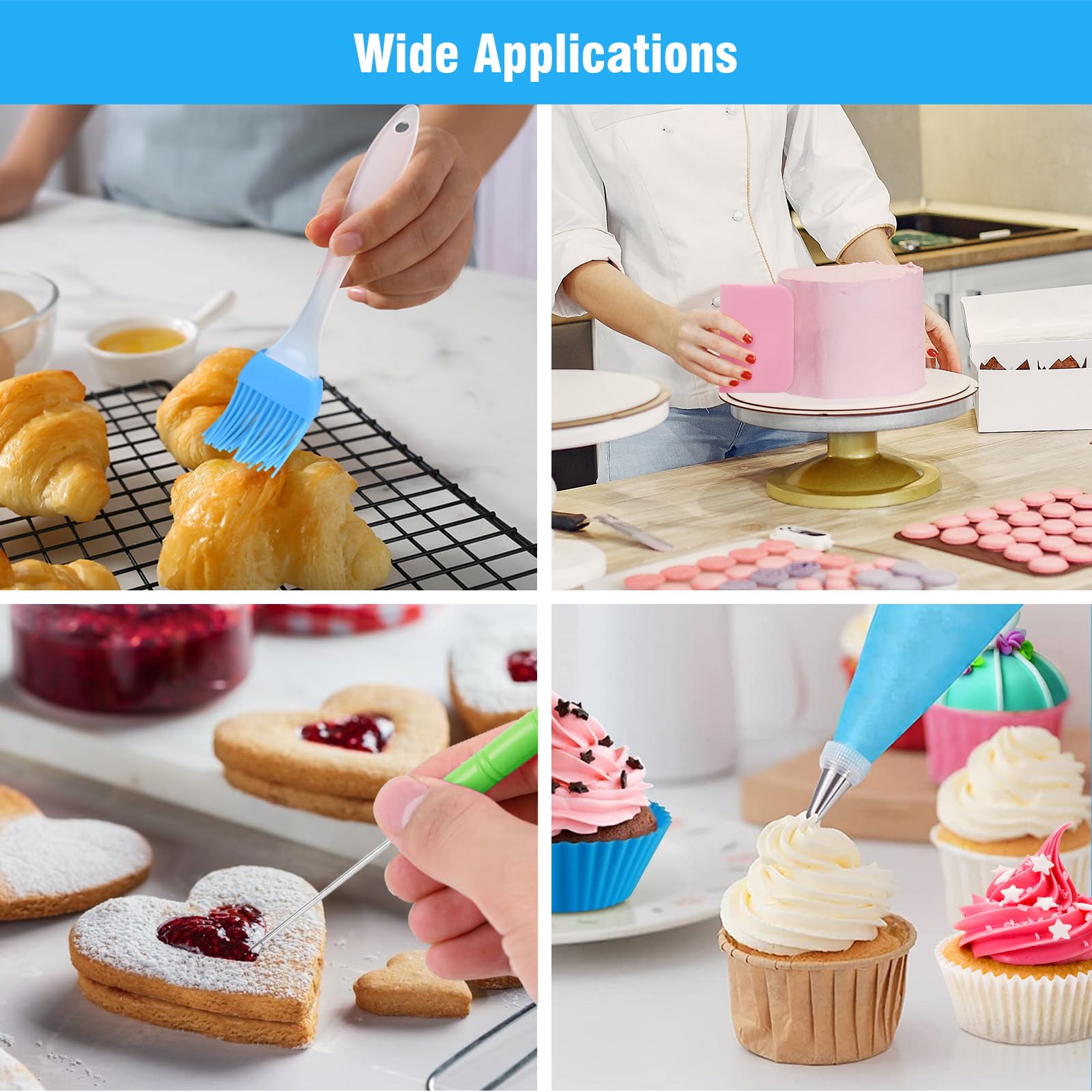 firstake Piping Bags and Tips Set - 100pcs 12 Inch Icing Bags with 14 Tips - Available at All In One Marketplace Canada