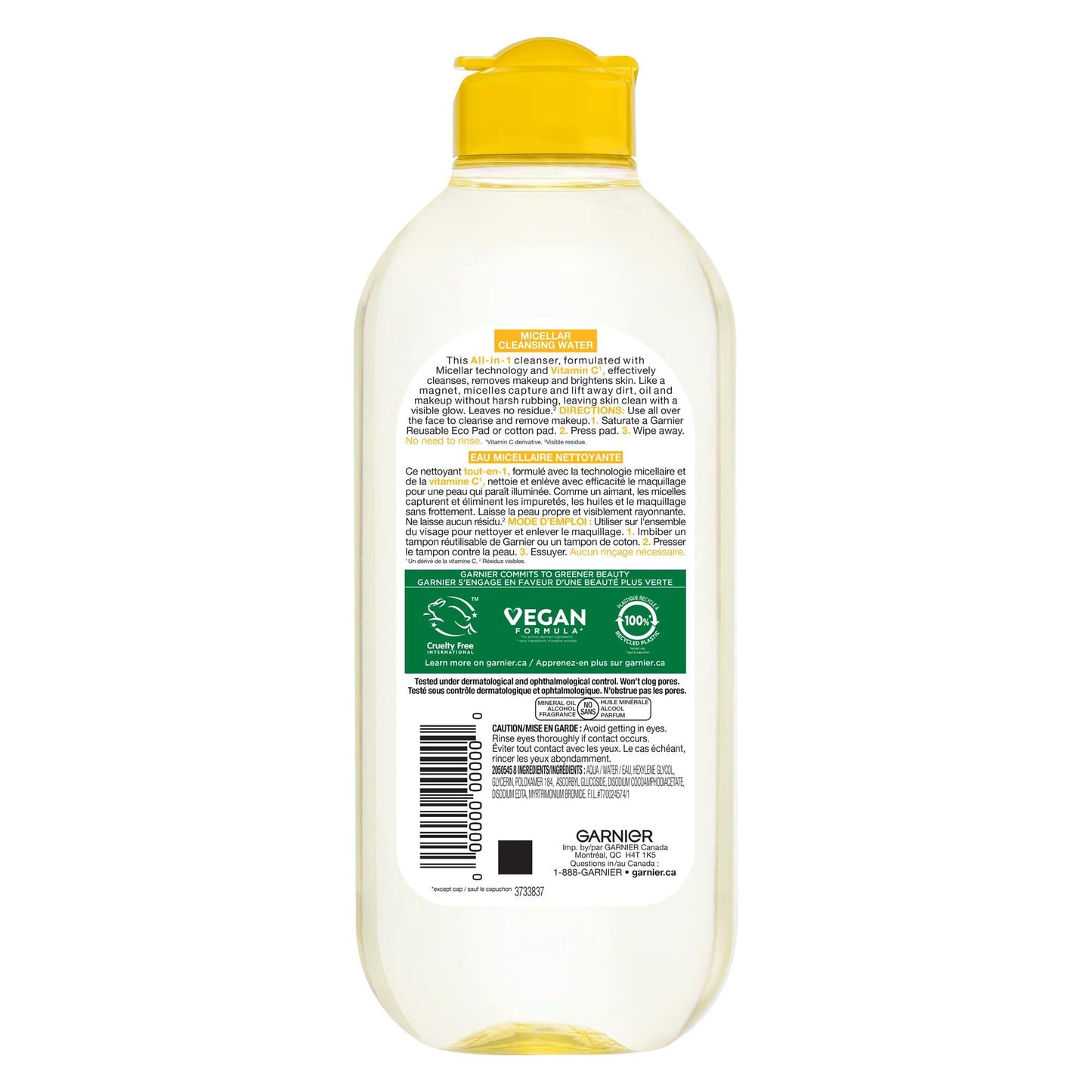 Garnier Micellar Cleansing Water, All-in-One Makeup Remover & Face Cleanser With Vitamin C, Hypoallergenic, All Skin Types Even Sensitive Skin, 400 ml