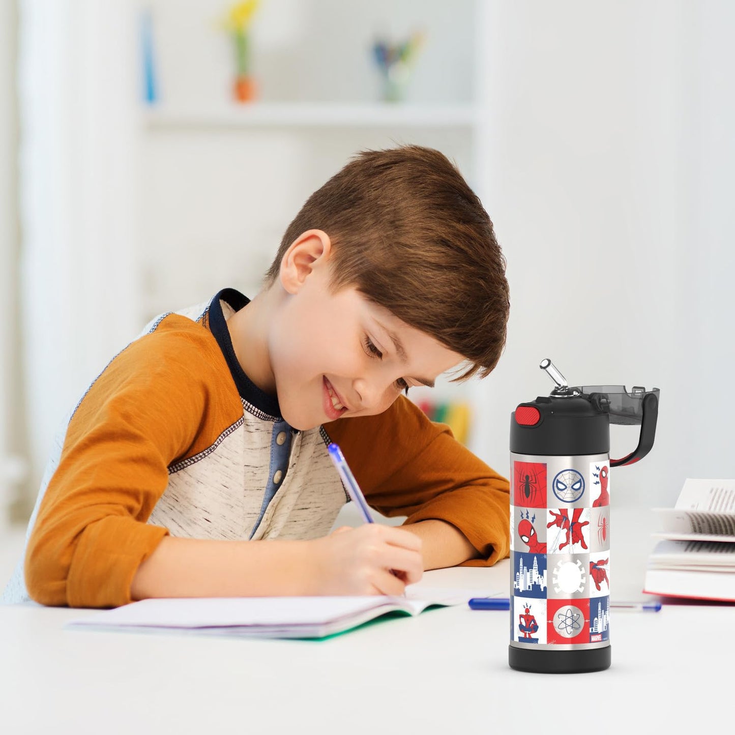 THERMOS FUNTAINER 14 Ounce Stainless Steel Vacuum Insulated Bottle, Spiderman