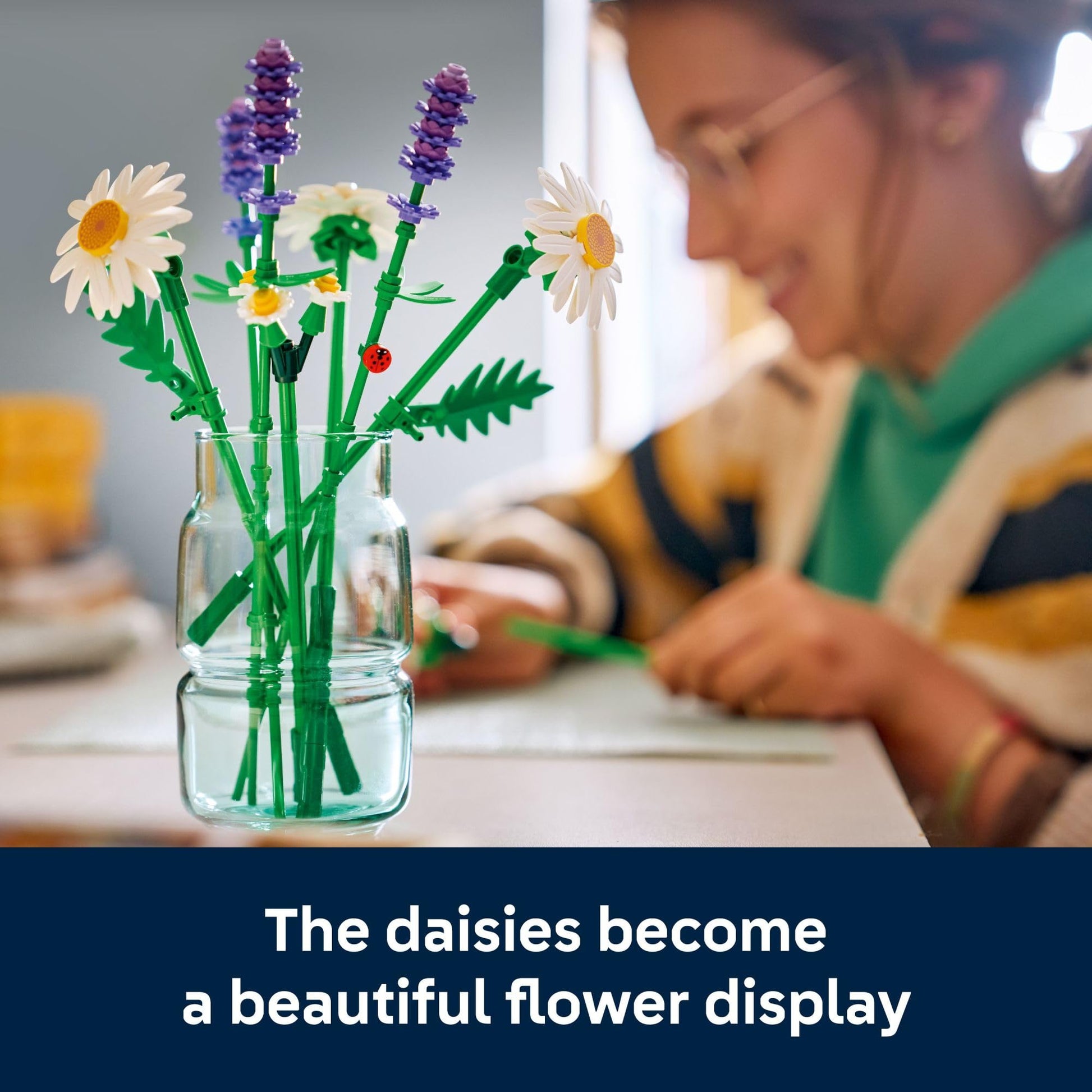 LEGO Botanicals Daisies Building Toy - Artificial Flowers Crafting Kit for Girls & Boys, Ages 9+ - Gift for Birthdays - Kids Room Decor for Book Shelf or Desk - 11508