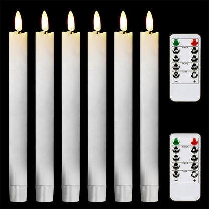 Tyawon Battery Operated Real Wax LED Flameless Taper Candles 10-Key Remote with Timer 9.4 inch Window Candles LED Flickering Warm Wick Christmas Home Wedding Decor (Pack of 6)-White 🍁 All In One Marketplace Canada