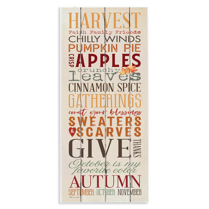 Panneaux et plaques décoratifs Stupell Industries à motif de citrouille, texte et texture de bois pour l'automne et l'Halloween, 7 x 17 po, multicolore