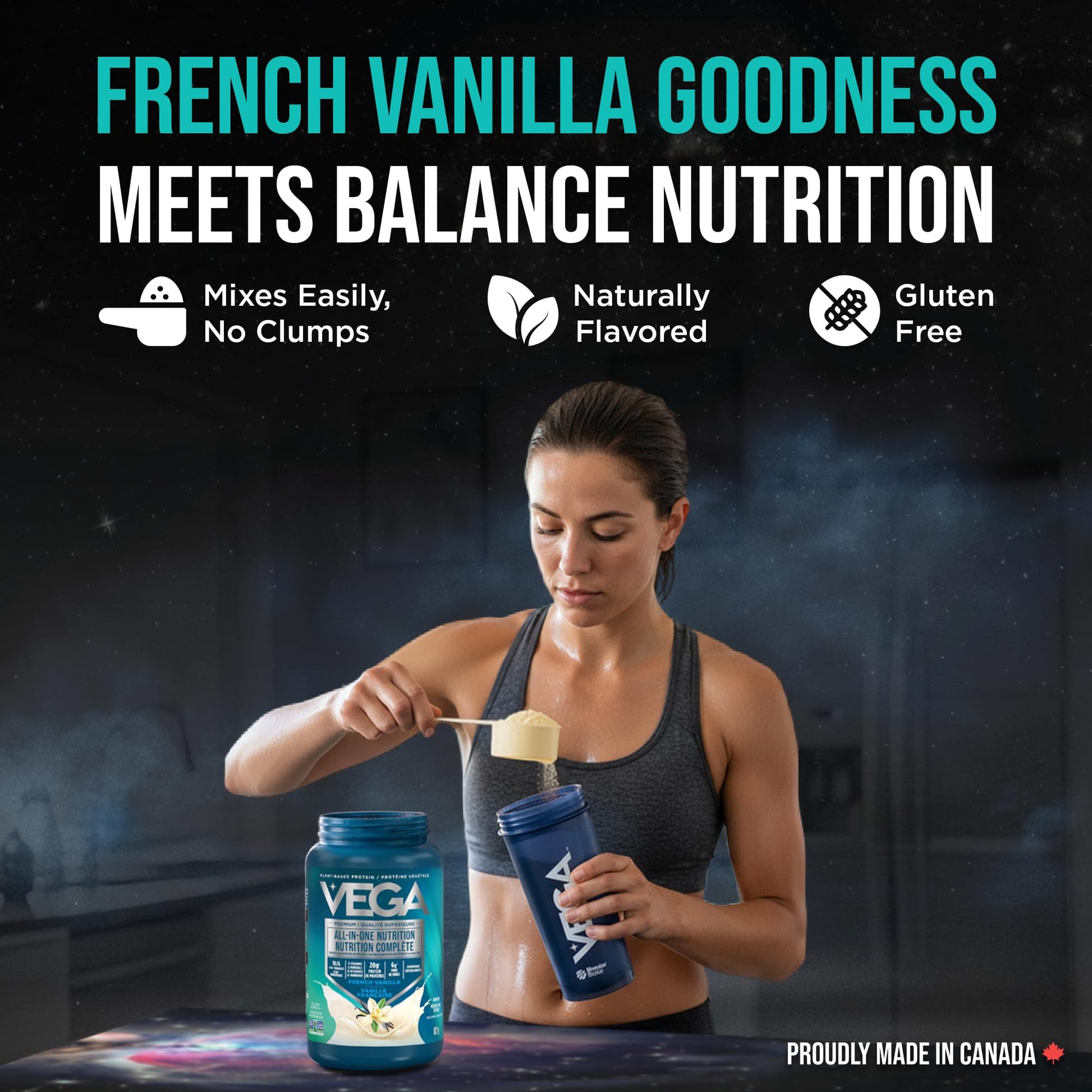 Vega Premium All-in-One Nutrition Protein Powder – 20g Plant-Based Vegan Protein, Vitamins & Probiotics, Vanilla, 827g (20 Servings)