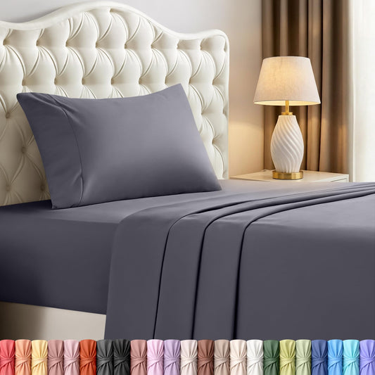 Utopia Bedding Twin/Single Bed Sheets - 3 Piece Twin Size Cooling Sheet Set - Hotel Luxury Soft Breathable Microfiber, Oeko-TEX, Deep Pocket Easy Fit & Care, Fade & Wrinkle Resistant, Grey