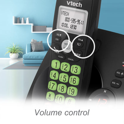 VTech VG104-11 DECT 6.0 Cordless Phone for Home with Answering Machine, Blue-White Backlit Display, Backlit Buttons, Full Duplex Speakerphone, Caller ID/Call Waiting, Reliable 1000 ft Range (Black) 🍁 All In One Marketplace Canada