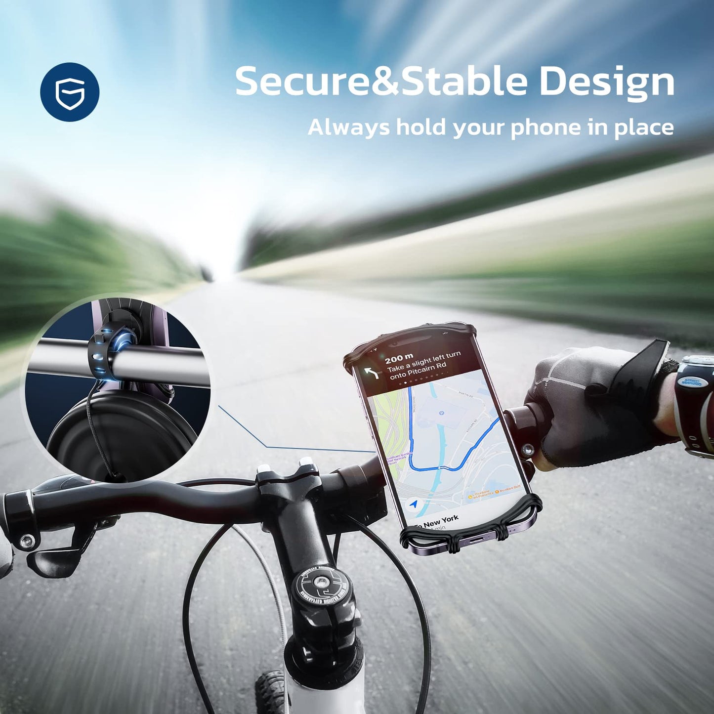 VUP Bike Phone Mount, Universal Bike Cell Phone Holder, 360° Rotatable, Silicone Bicycle Phone Mount Compatible with iPhone 17/16/15/14/13/Pro Max/Pro/mini, 4.0''~6.7'' Cellphones