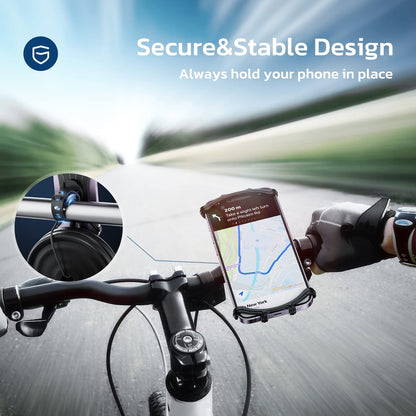 VUP Bike Phone Mount, Universal Bike Cell Phone Holder, 360° Rotatable, Silicone Bicycle Phone Mount Compatible with iPhone 17/16/15/14/13/Pro Max/Pro/mini, 4.0''~6.7'' Cellphones