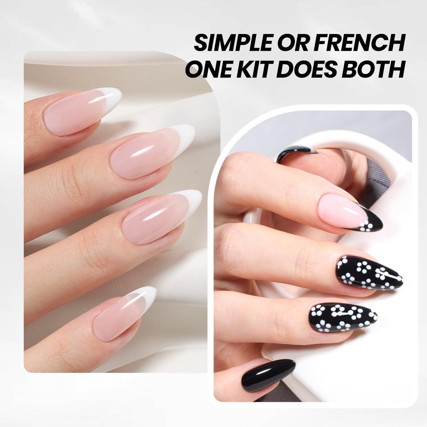 Beetles Gel Nail Polish Kit- 2 Pcs 15ml Black And White Gel Polish Black Gel Nail Polish Black Nail Polish Soak Off Led Gel Polish Nail Art Manicure Salon Diy at Home - Available at All In One Marketplace Canada