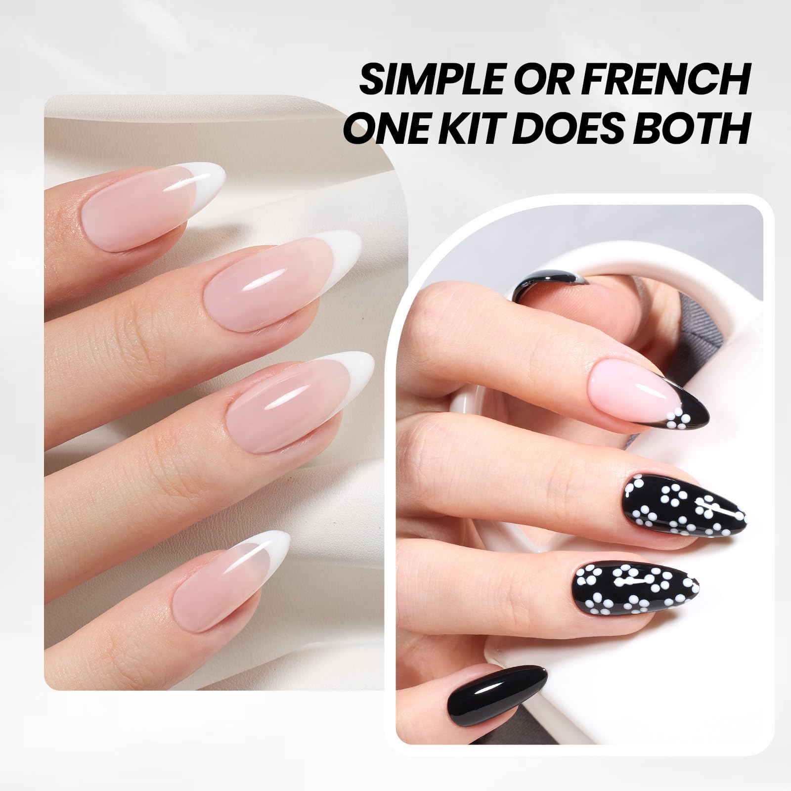 Beetles Gel Nail Polish Kit- 2 Pcs 15ml Black And White Gel Polish Black Gel Nail Polish Black Nail Polish Soak Off Led Gel Polish Nail Art Manicure Salon Diy at Home - Available at All In One Marketplace Canada
