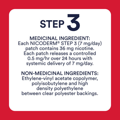 NicoDerm Clear Nicotine Patches Step 3 (7mg) – Discreet 24-Hour Quit Smoking Aid, All-Day Craving and Withdrawal Support, Easy to Use Stop Smoking Patches, 7 Count